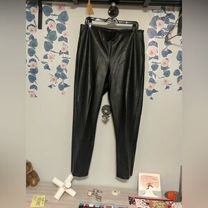 Old Navy Women's Black Faux Leather Pants with side and ankle zippers